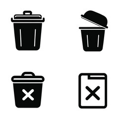 Trash / Delete set Icon Silhouette 