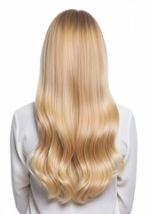 Naklejka premium Long Blonde Hair Wavy Hairstyle, Back View, Beauty and Haircare