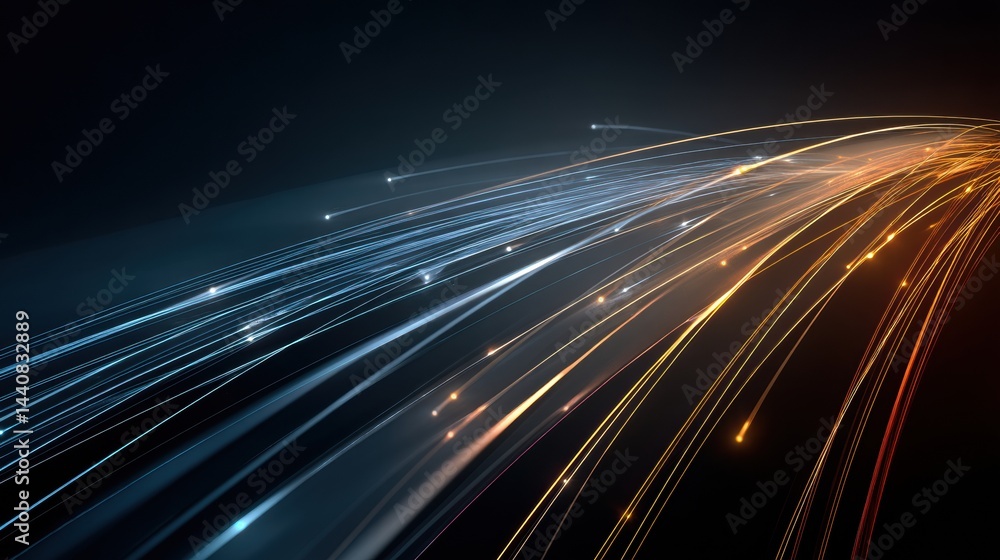 Poster drone swarm formations creating glowing trails against a dark backdrop at night