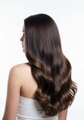 Naklejka premium Long Wavy Brunette Hair Style Inspiration for Luscious Locks and Stunning Waves