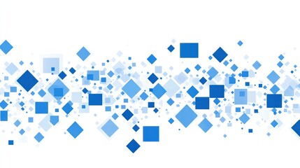 Abstract background with overlapping squares and diamonds in shades of blue on white