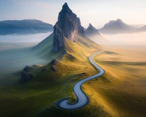 Winding road through a majestic landscape