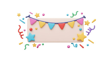 Celebration banner with colorful confetti and stars, perfect for announcements