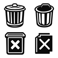 Trash / Delete set Icon Silhouette