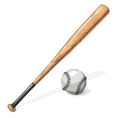 Baseball Bat And Ball Simple Vector Style