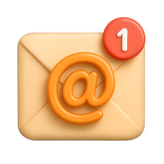 1 one Inbox Electronic mail e-mail message 3d icon transparent no background png 