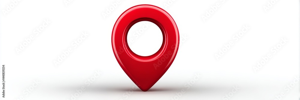 Poster glossy red location pointer 3d icon - a vibrant red 3d location marker icon, symbolizing navigation,