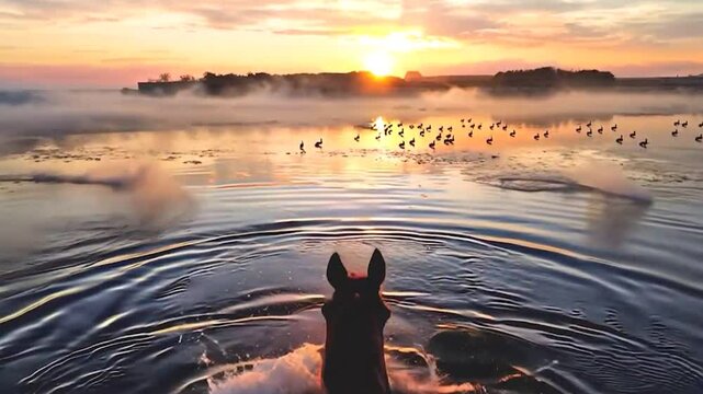 hours sunset on the river