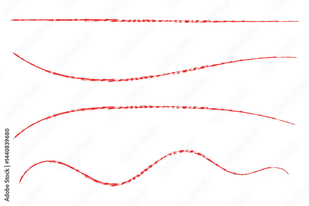 Poster set of hand drawn red line vector design element doodle lines underline scribble