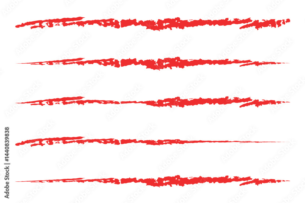 Poster set of hand drawn red line vector design element doodle lines underline scribble