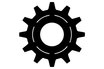 Black gear silhouette illustration with transparent background for app design, gear, machine, cogwheel, mechanism, technology, industry, cog, wheel, engineering, industrial, mechanical, vector