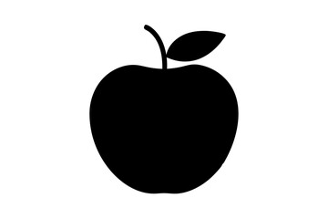 Fototapeta premium Minimalist black apple silhouette design for modern themes and simplicity, apple, silhouette, fruit, healthy, food, symbol, design, vector, graphic, illustration, icon, nature, organic, simple, minima