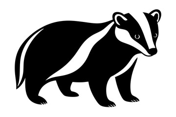 Fototapeta premium Badger silhouette on transparent background a wildlife vector design element, badger, silhouette, vector, wildlife, animal, mammal, outline, design, nature, forest, creature, black, transparent