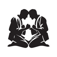 Judo Warriors Face Off silhouette vector illustration