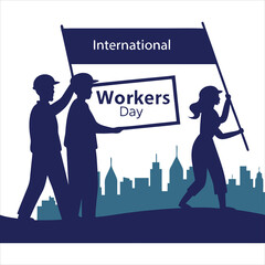 silhouette international workers day on white background