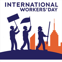 silhouette international workers day on white background