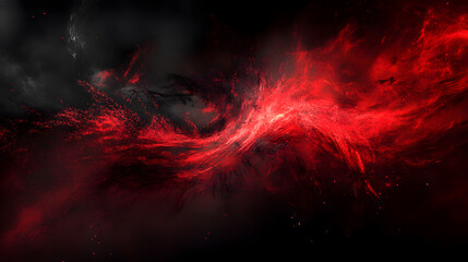 A digital storm of overlapping streaks and violent splashes of black and red.