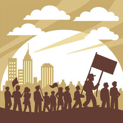 silhouette international workers day on white background