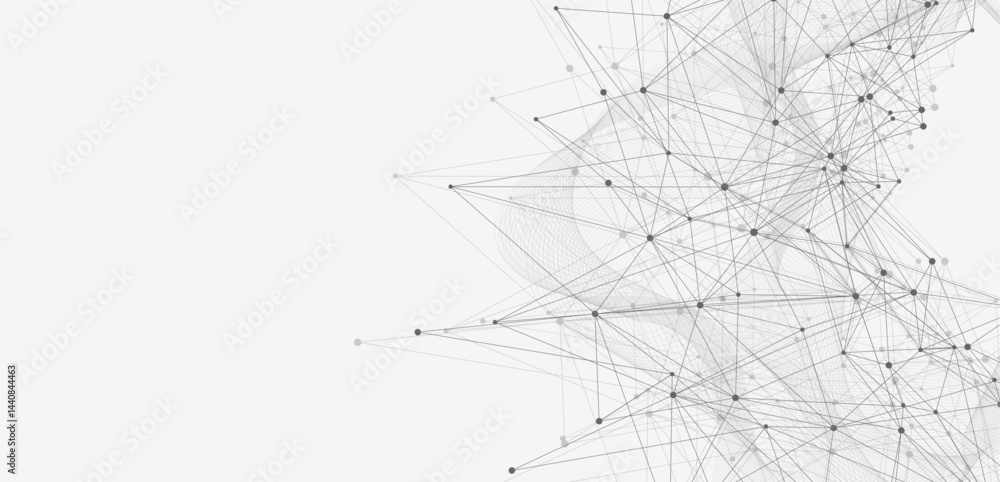 Fototapete Global network connection concept. Big data visualization. Social network communication in the global computer networks. Internet technology. Business. Science. Vector illustration