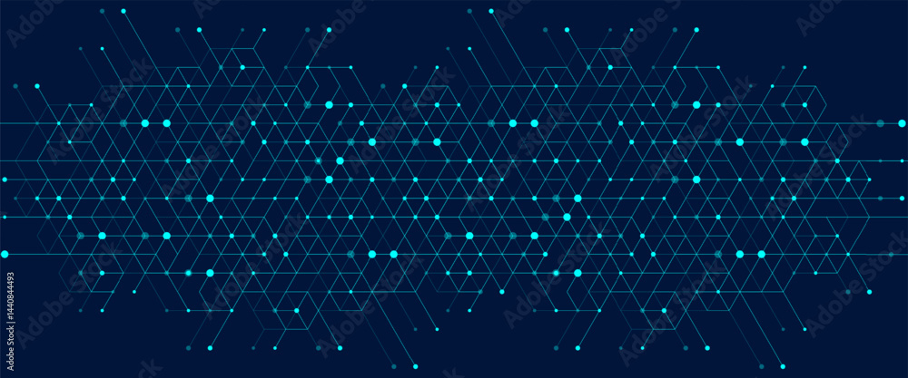 Poster Abstract digital blockchain cube blocks concept. 3D big data cubes quantum computer technology idea. Artificial intelligence data core cubes design element