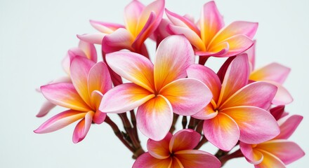 Pink and Yellow Flower Blossom Arrangement on White Background