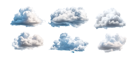 Pack of Cloud Against Transparent Background for Weather Branding, Nature Promotion, or Environmental Design Projects