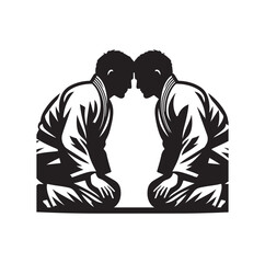Judo Warriors Face Off silhouette vector illustration