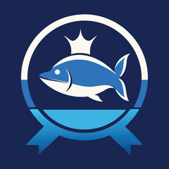 seafood restaurant logo clean fish outline blue