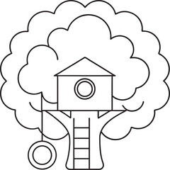 Cozy Treehouse Coloring Page