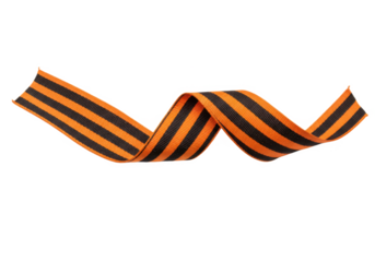 St george ribbon with black and orange stripes isolated on transparent background