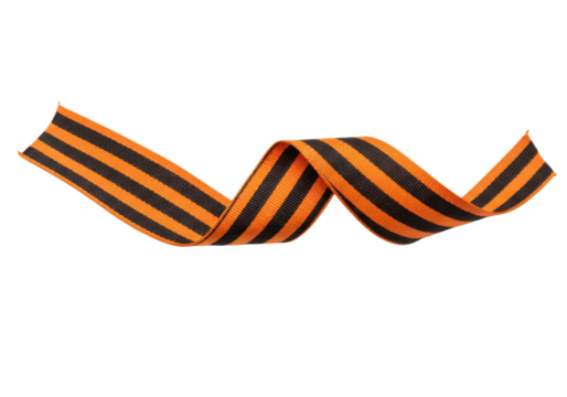 St george ribbon with black and orange stripes isolated on transparent background