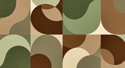 Diseño abstracto con círculos y curvas en tonos tierra