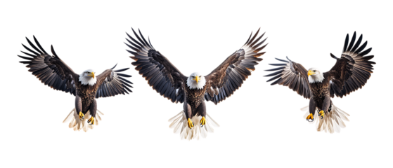 Pack of Eagles Against Transparent Background for Wildlife Branding, Freedom Promotion, or Animal Design Projects