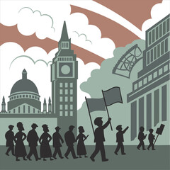 silhouette international workers day on white background