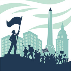 silhouette international workers day on white background