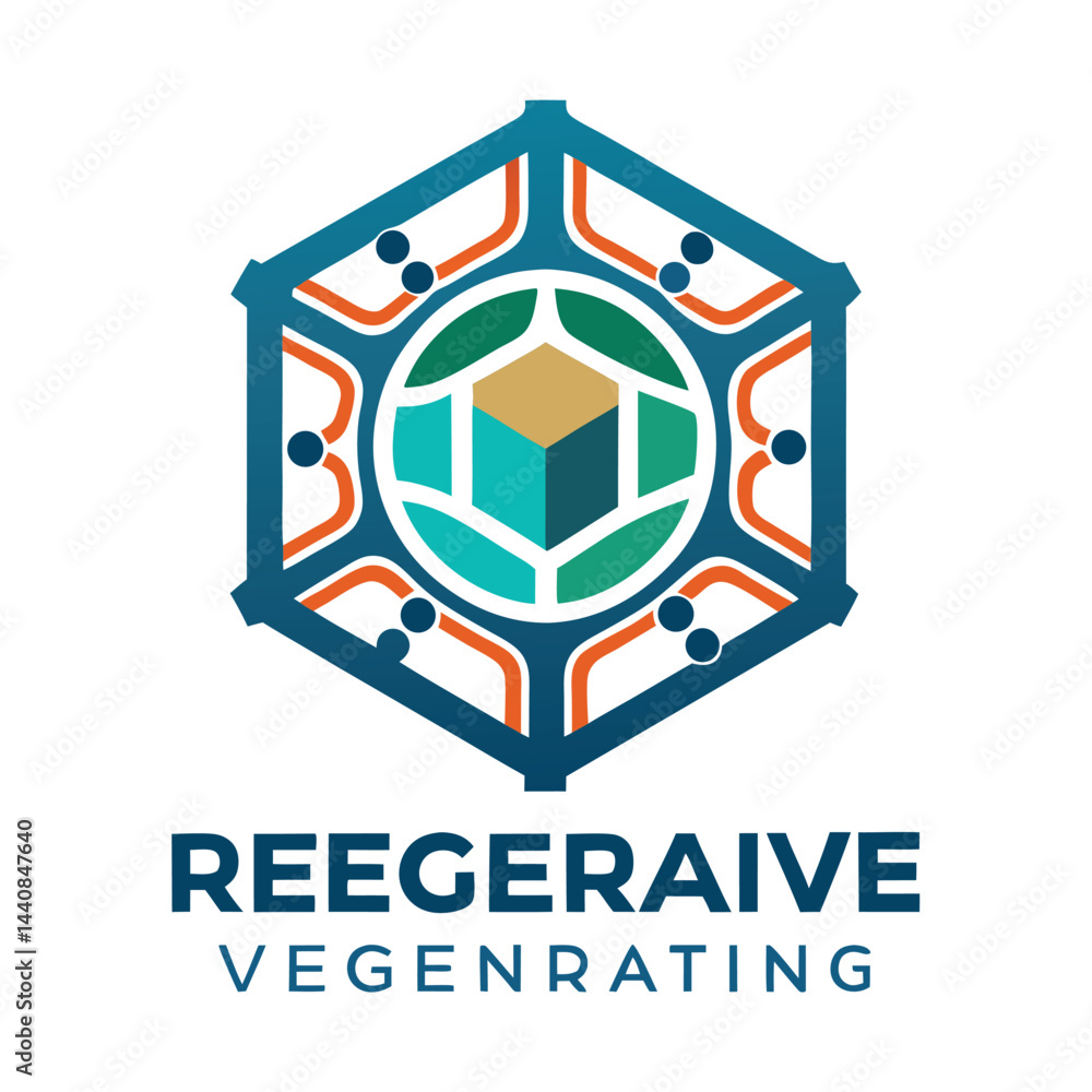 Poster modern vector logo design representing a regenerative tissue engineering concept with geometric shap
