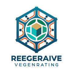 Obraz premium Modern vector logo design representing a regenerative tissue engineering concept with geometric shapes and vibrant colors, emphasizing innovation and biotechnological advancement