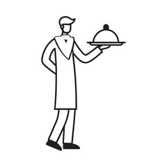 Waiter Serving Food On A Tray Coloring Page