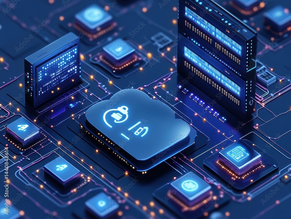 Fototapete cyber security network server data protection digital technology science and engineering technology 