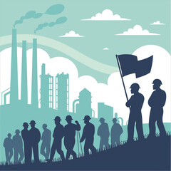 silhouette international workers day on white background