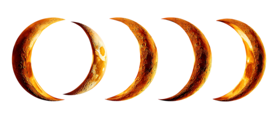 Pack of Crescent Moons Against Transparent Background for Celestial Branding, Night Sky Promotion, or Astrological Design Projects