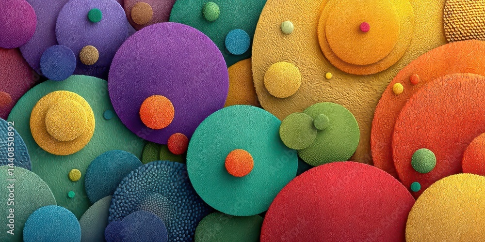 Poster colorful abstract shapes in various sizes create a vibrant and playful atmosphere in a modern art di