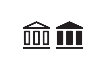Bank Building Icon with Pillars Minimal Style Vector