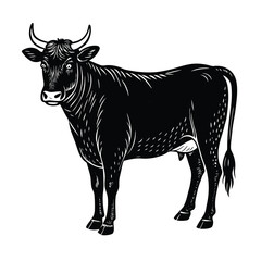 black silhouette of a bull