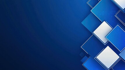 Abstract geometric background with overlapping squares in shades of blue and white