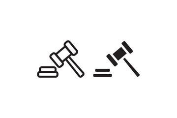 Gavel Icon Symbol of Law and Auction Minimal Style Vector