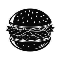 hamburger on black background
