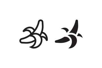 Fototapeta premium Peeled Banana Icon in Outline and Solid Style Vector