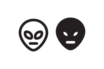 Alien Face Icon in Outline and Solid Style Vector