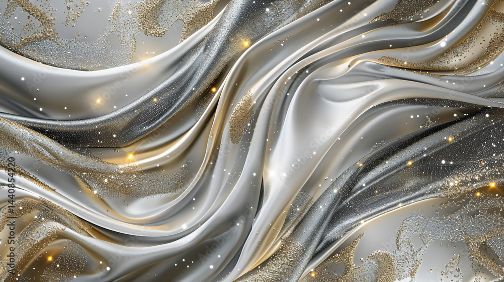 Poster abstract silver and gold fabric with sparkling details creating a luxurious and elegant background d